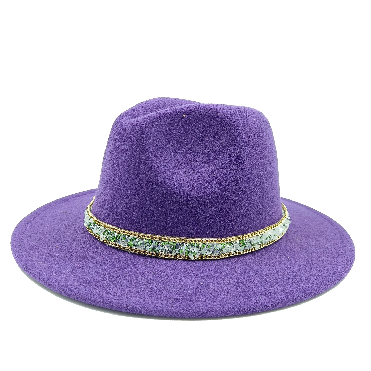 women fedoras golden chain fedora hat women men wide brim solid color jazz top hat autumn winter new Panama hat gentleman hat