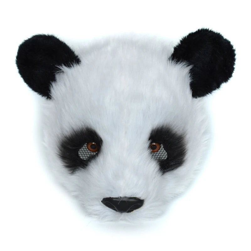 Halloween Cosplay Panda Mask Plush Animal Mask Half Face Role Play Prom Mask Men Women Rave Cosplay Costume Prop Masque