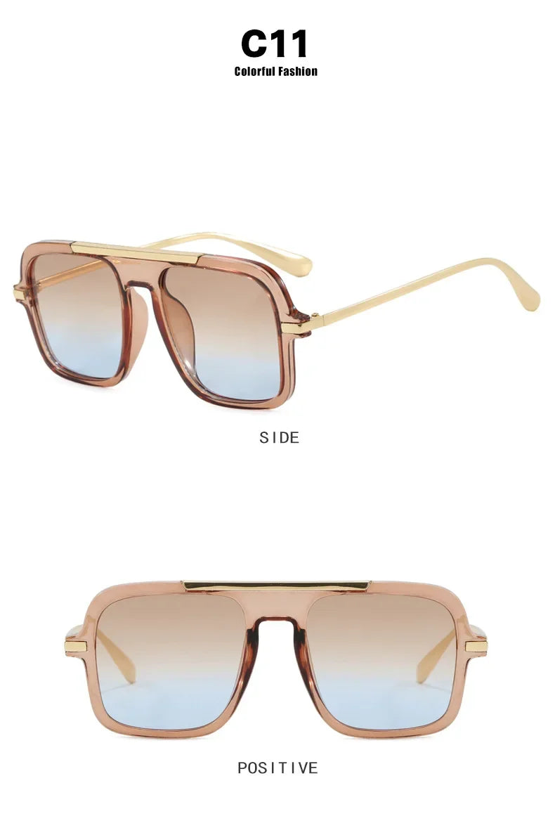 QVQV Brand Design Square Oversized Sunglasses for Women Men Fashion Popular Leopard Champagne Shades UV400 Sun Glasses Trendy
