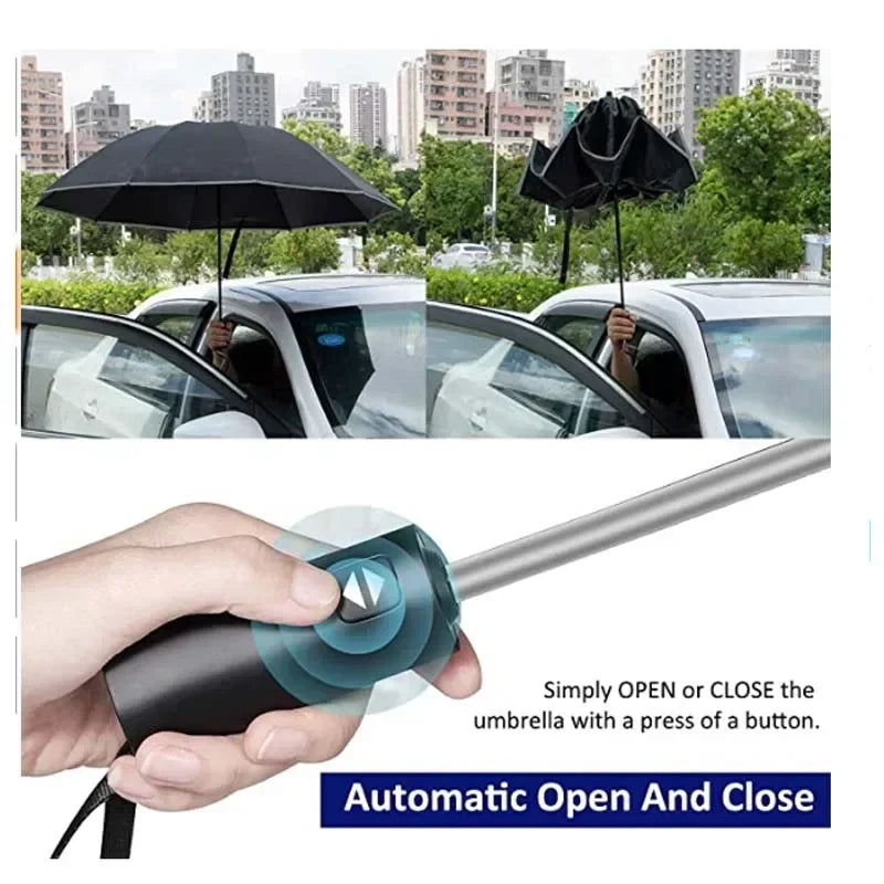 20 Bones Fully Automatic Reverse Folding Umbrella with Windproof Reflective Stripe UV Umbrellas