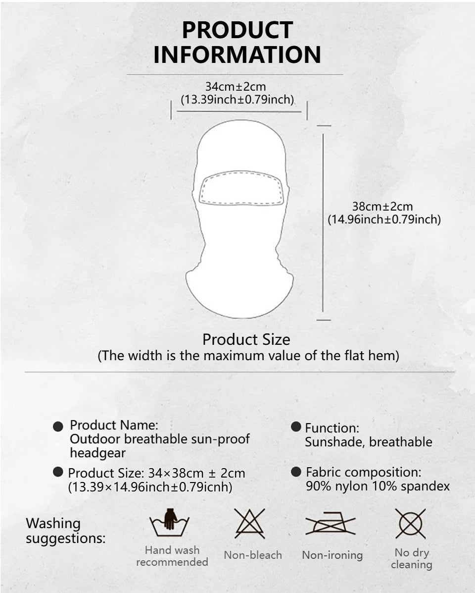 GTUBIKE Breathable Balaclava Hat High Elastic Motorcycle Full Face Mask Bicycle Ski Motorcycle Helmet Inner Cap Scarf Headgear