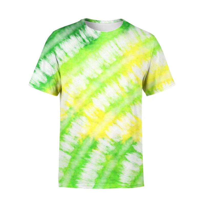 2025 New Tie-dye Pattern 3D Print T-shirt Personality Street Colorful Design T Shirts Men's Fashion Cool Tee