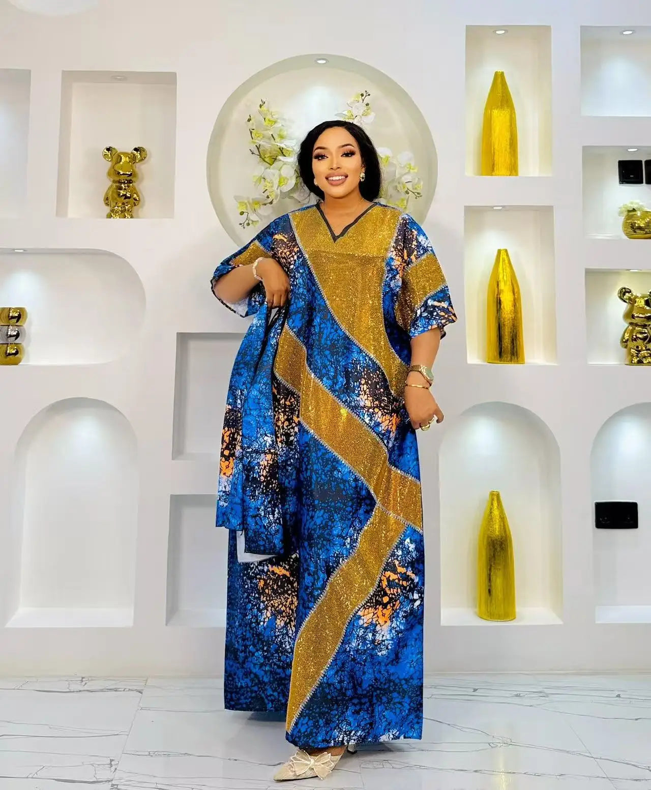2025 new arrivals loose women/lady summer maxi dress long print short sleeve ankara african style