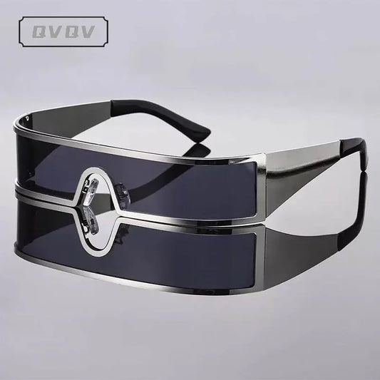 QVQV One-piece Steampunk Rectangle Sunglasses Women Men Luxury Brand Y2K Punk Shield Sun Glasses for Male Vintage Goggle Shade