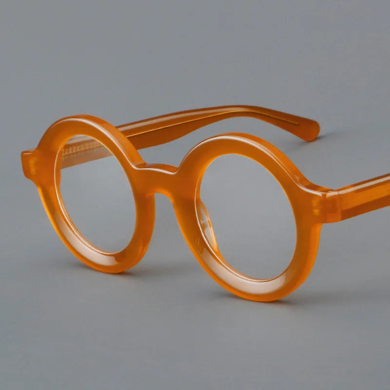 Vintage Round Glasses Frame Luxury New Fashion Trend Solid Thick Acetate Frame High-end Fake Glasses Women Men Original Quality