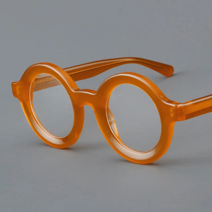 Vintage Round Glasses Frame Luxury New Fashion Trend Solid Thick Acetate Frame High-end Fake Glasses Women Men Original Quality