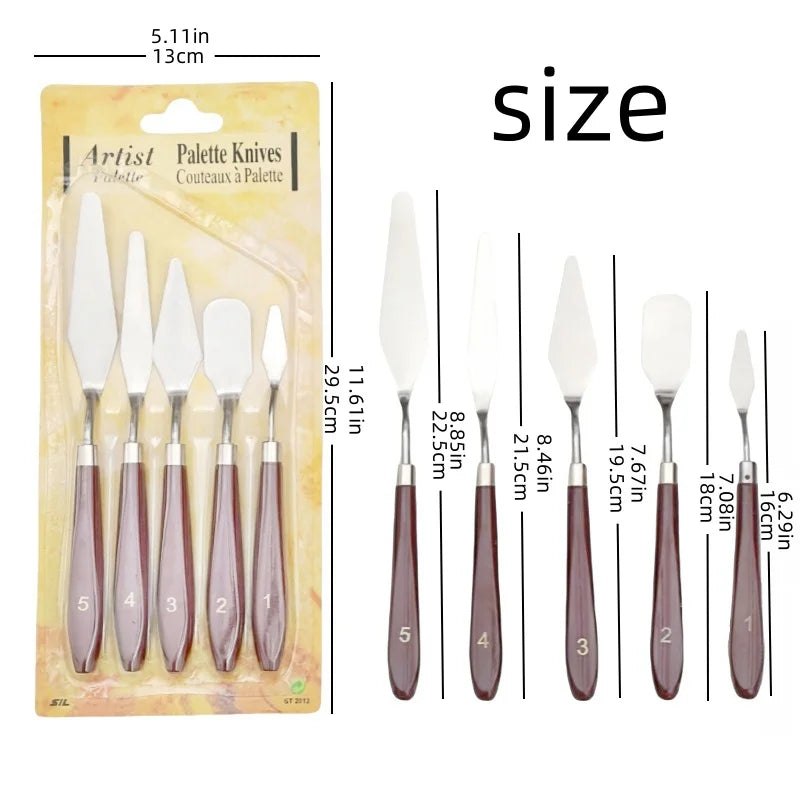 Oil painting wooden scraper Paint palette knife Art acrylic gouache paint painting scraper