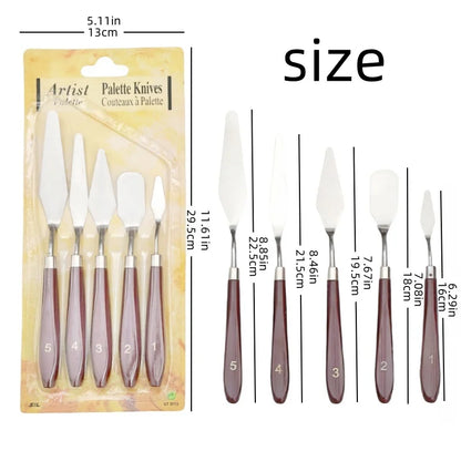 Oil painting wooden scraper Paint palette knife Art acrylic gouache paint painting scraper