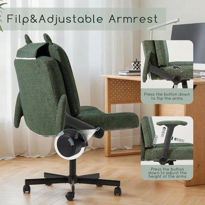 Criss Cross Chair with Arms and Castors for Home Office Vanity Gaming and Reading Spaces Plus Size Design with Extra Wide Seat