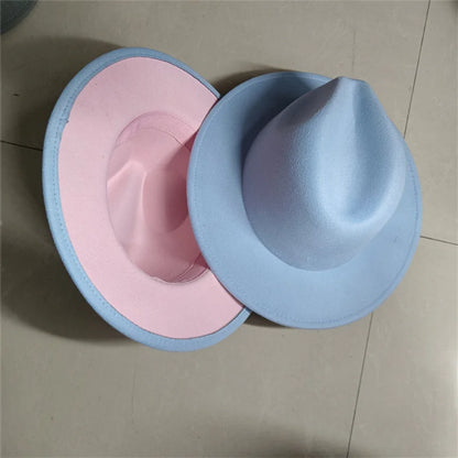 Sombreros Fedora Hat Dual Color Classic Jazz Hat Soft Fedora Hat Classic Men's and Women's Blue Jazz sombreros
