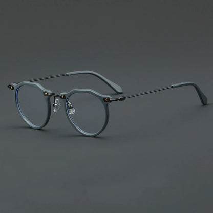 57028 Vintage Acetate Optical Spectacle Frames Women Fashion Round Metal Eyeglass Frame Men Trend Transparent Eyewear