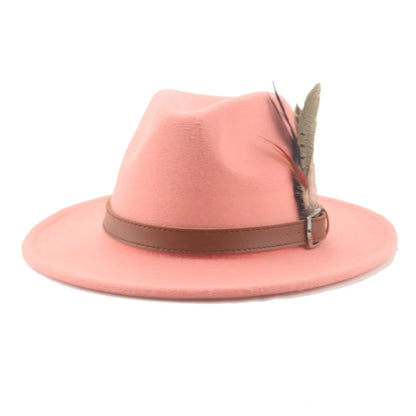 Hat Fedoras Winter Women Hats Men Felt Hat Feather Luxury Fashion Casual Wedding Decorate Men Women Fedora Chapeau Femme Bonnet