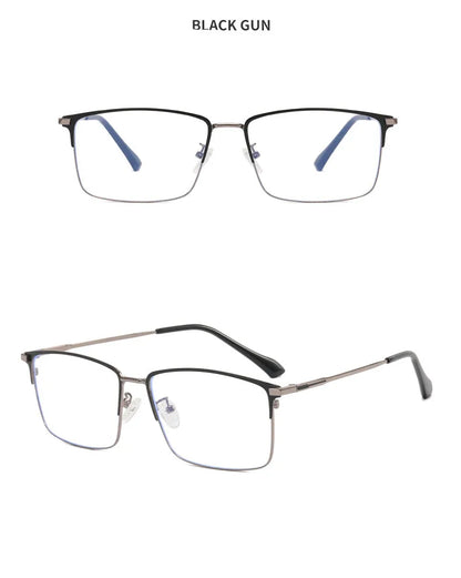 157mm Titanium Alloy Anti Blue Light Square Reading Glasses Men Business Big Presbyopic Glasses Clear Lens Prescription Eyewear