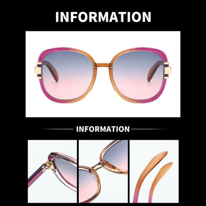 New In 2025 Sunglasses for Women Modern Fashion Purple Orange Gradient Decorative Glasses Transparent Plastic Frame Metal