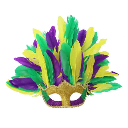 Carnival Masque Mardi Gras Masque Colorful Feather Masquerade Masque for Women Venetian Carnival Costume Party Masques