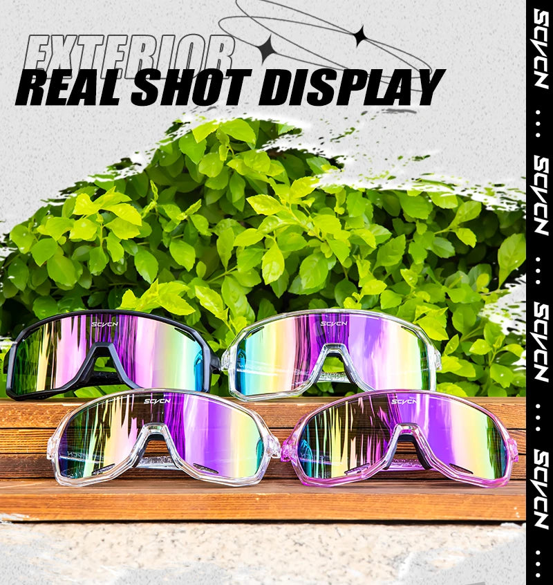 SCVCN Fashion Sports Running Glasses Outdoor Bicycle Drive Hiking Sunglasses Men MTB Cycling Sunglasses Women Road Bike Glasses