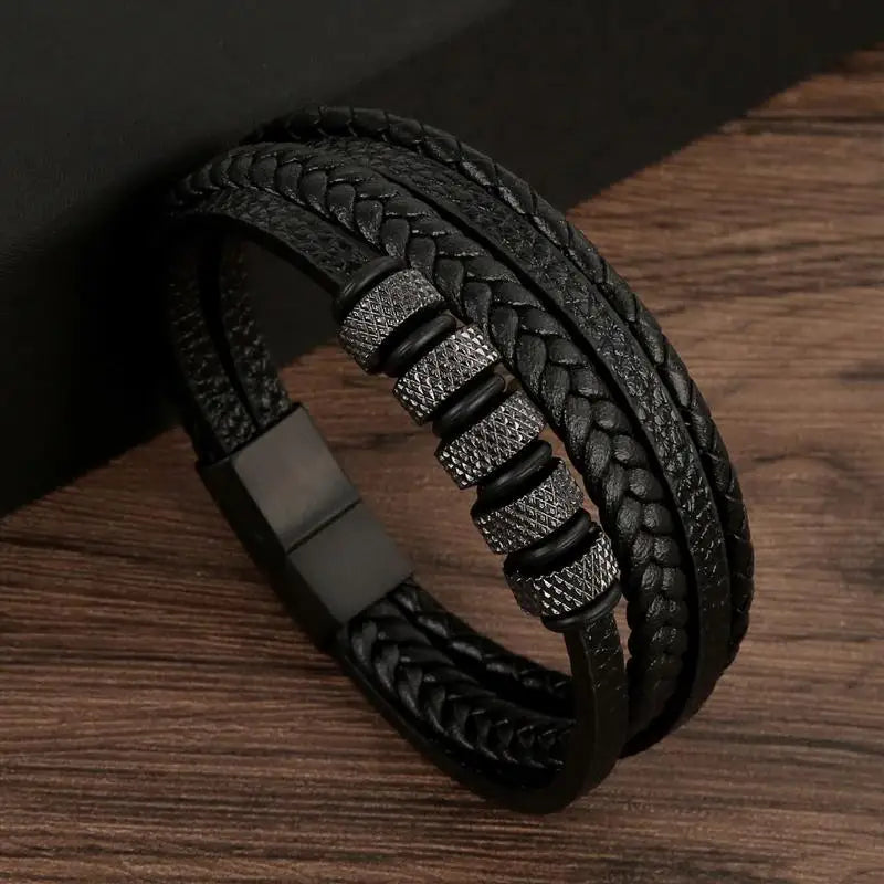 Classic Men's Leather Bracelet New Style Hand-woven Multi-layer Combination Accessory Fashion Man Jewelry