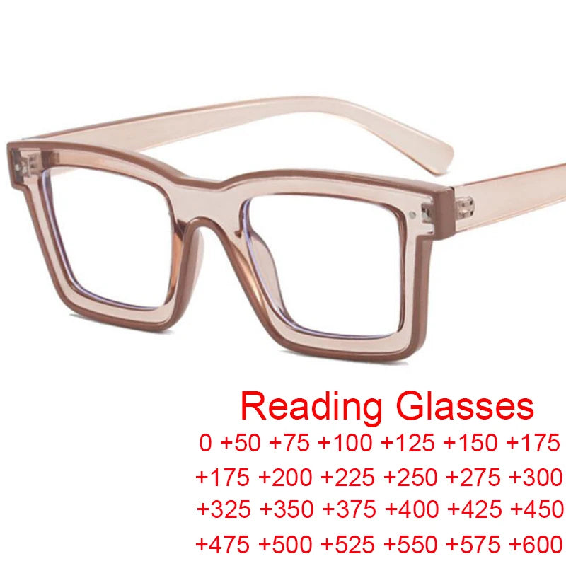 Retro Square Anti Blue Light Optical Glasses Frames Men Fashion Computer Prescription Eyeglasses Women TR90 Reading Glasses +2.5