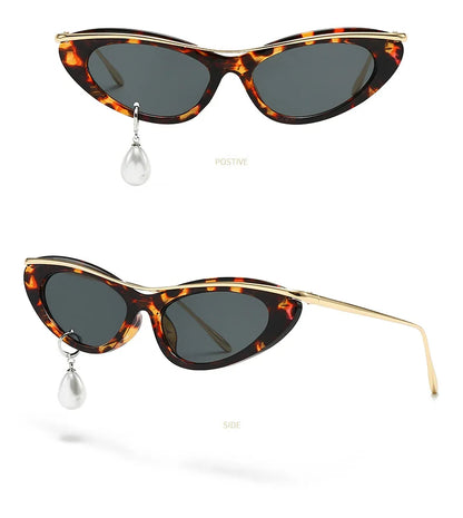 Pearl Diamond  DIY Tear Sunglasses for Women Small Frame Cat Eye Fashion Forward Mermaid Tear Aviator Eyewear