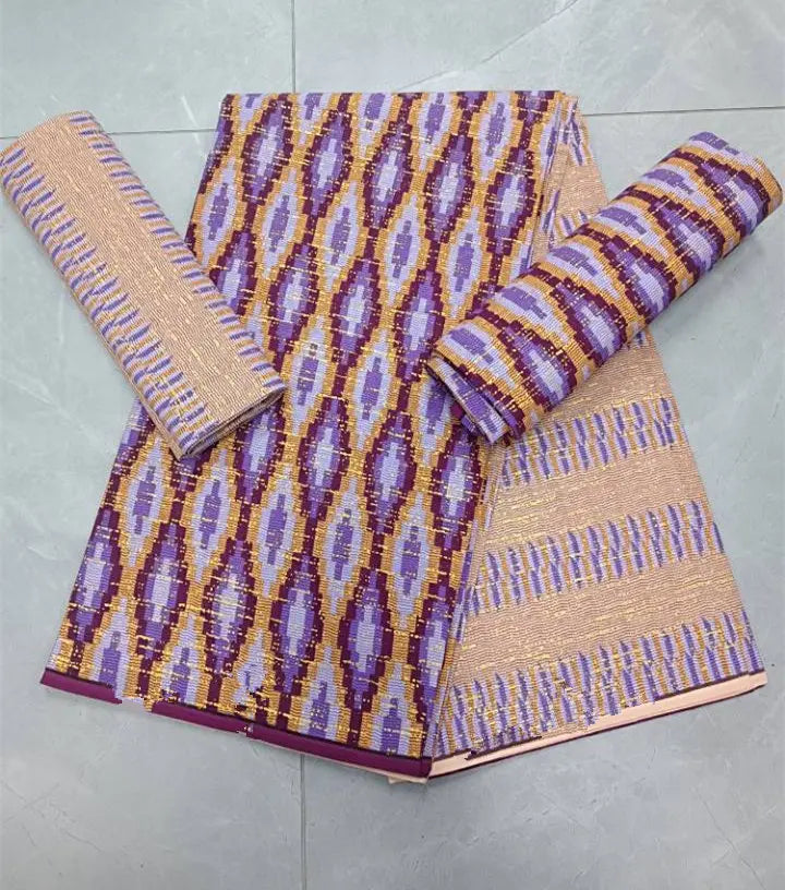 KENTE 4+2YARD 2024 Latest Design 6 Yards/lot African Fabric Gold Powder Ankara 100% Cotton Farbic For Sewing Wax Print Fabric