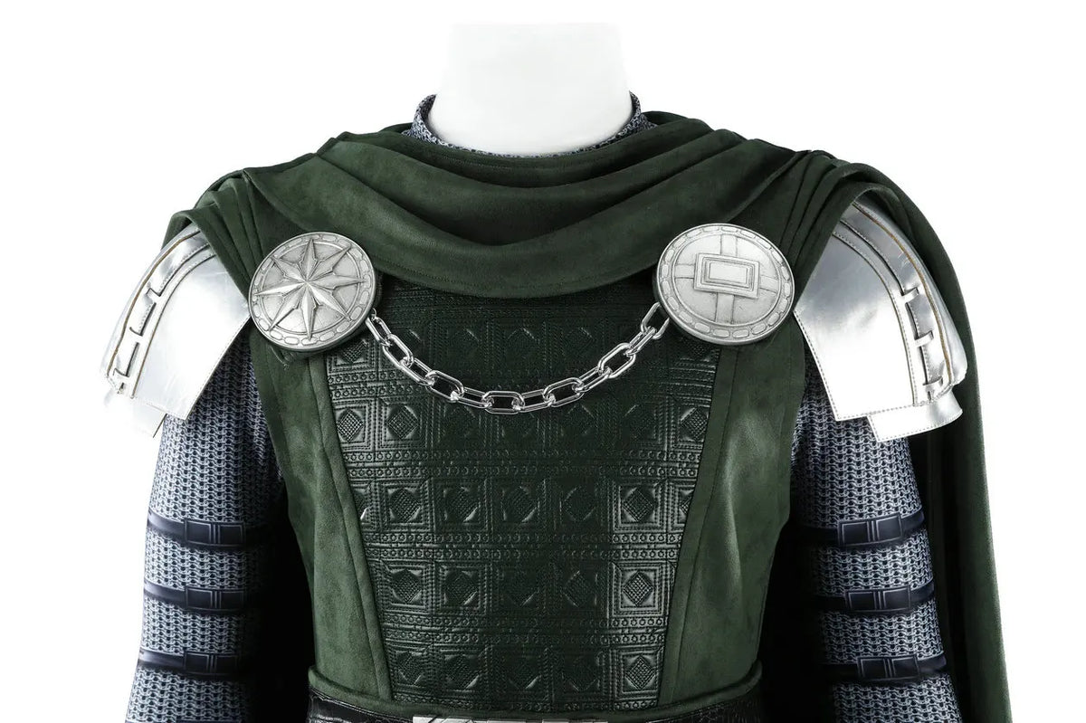 Doctor Doom Cosplay Costume Green Suits Silver Mask Silver Boots