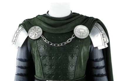 Doctor Doom Cosplay Costume Green Suits Silver Mask Silver Boots