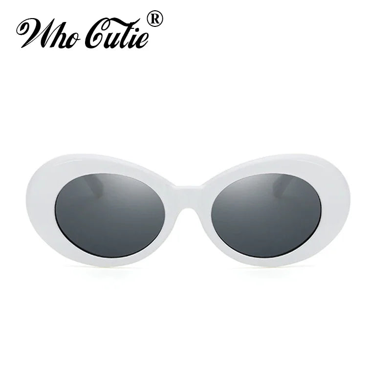 WHO CUTIE 2024 Goggles Oval Sunglasses Men Women Brand Designer 90S Colorful Retro Round Frame Kurt Cobain Shades Sun Glasses UV