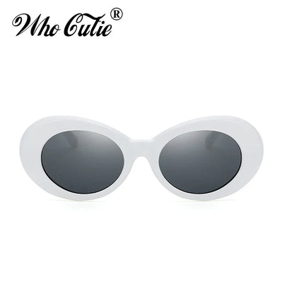 WHO CUTIE 2024 Goggles Oval Sunglasses Men Women Brand Designer 90S Colorful Retro Round Frame Kurt Cobain Shades Sun Glasses UV