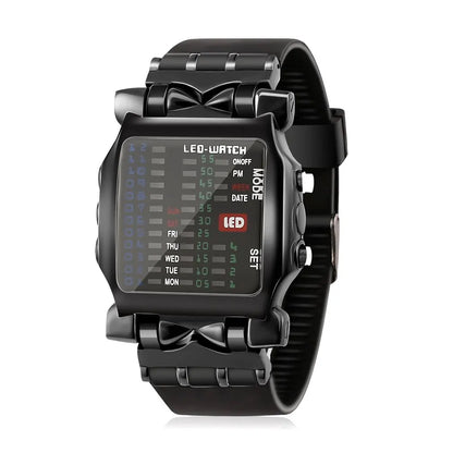 LED Watch Men Fashion Creative Crab Type Electronic Watch Luminous Binary Gift Business Style Cool Waterproof Multi Function