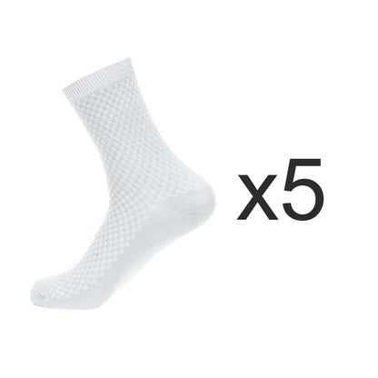 5 Pairs/Lot Men's High Quality Bamboo Fiber Socks Sweat Absorbent Breathable Medium Tube Socks Business Casual Solid Color Socks