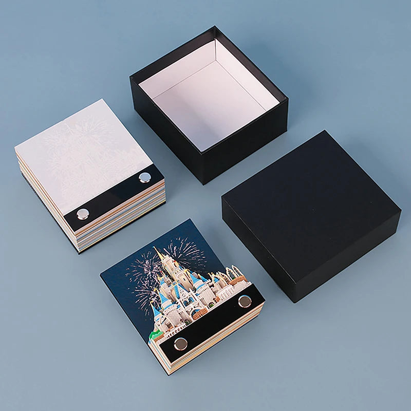 Time Piece Calendar 2026 Desk Calendar With LED Light 3D Tear-away Calendar Paper Carving Art Memo Pad Notepad Gift Christmas