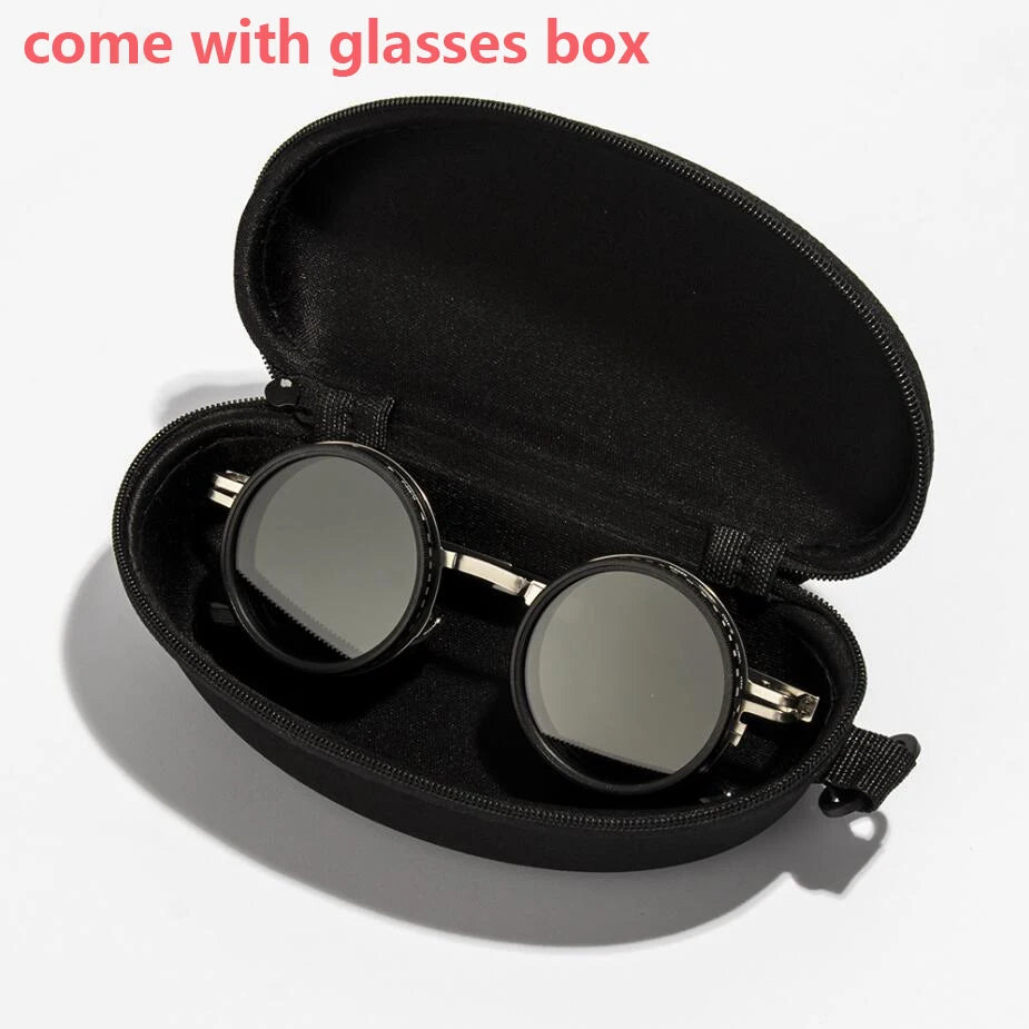 ND2-400 9 Level Adjustable Dimming Polarized Sunglasses Men Women Fishing Punk Round Glasses Driving Eyeglasses ND Filter