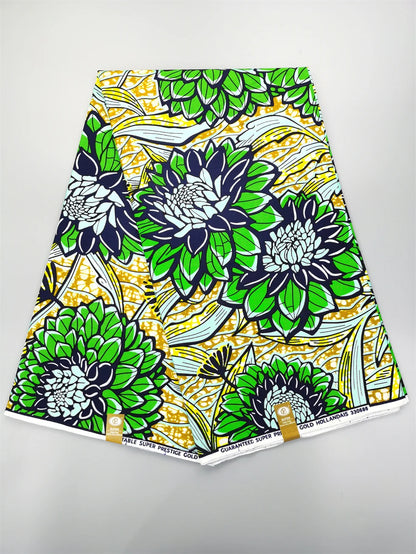 Newest Grand African Wax Glitter Glam Fabric 100% Cotton Ankara Batik Material Pagne Wax Gold Print Sewing Party Dress