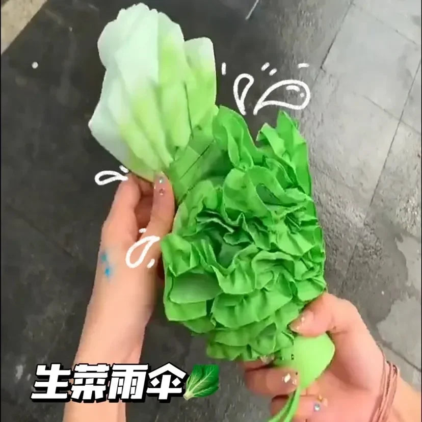 Creative Cabbage Umbrella UV Protection Beach Funny Vegetable Umbrella Parasol Gifts Lettuce Folding Rainy and Sunny Umbrellas