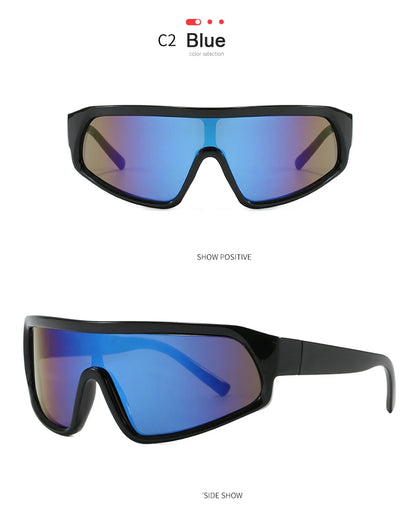 Cycling 2pcs Fashion New Sports Sunglasses Women Punk Style Outdoor Eyeglasses One Piece Personalized Square Glasses Unisex