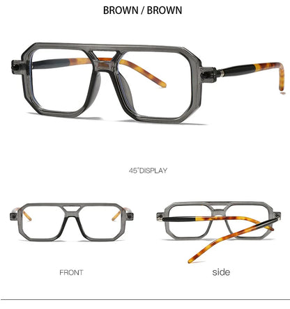 KOCOLIOR Men's Retro Fashion Double Beam Reading Glasses Brand Design Anti Blue Light Photochromic Presbyopia Glasses +0 to +6.0