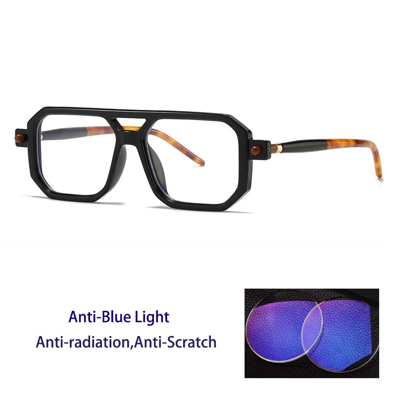 KOCOLIOR Men's Retro Fashion Double Beam Reading Glasses Brand Design Anti Blue Light Photochromic Presbyopia Glasses +0 to +6.0