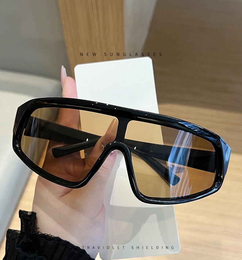 Cycling 2pcs Fashion New Sports Sunglasses Women Punk Style Outdoor Eyeglasses One Piece Personalized Square Glasses Unisex