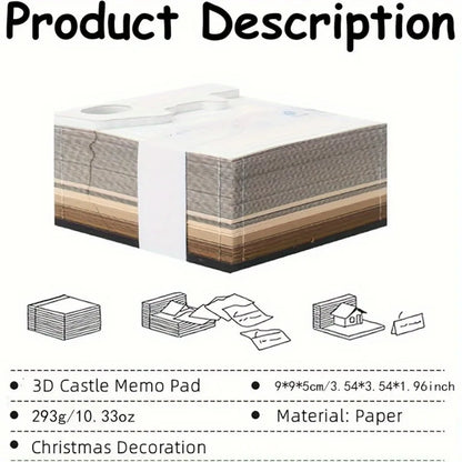 3D 3D Magic Castle Sticky Note Calendar Tearable Paper Sculpture with LED Light Weekly Desk Decor Creative Craft Gift