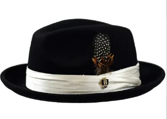 wool Derby Hat men hat male fedora with knot  felt hat for summer jazz disco hat for men black fedora hat small brim hat