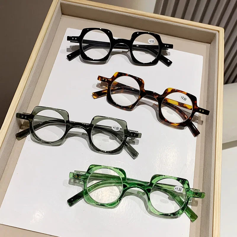Retro anti-blue light reading glasses for men and women, fashionable square hyperopia glasses, fashionable reading glasses