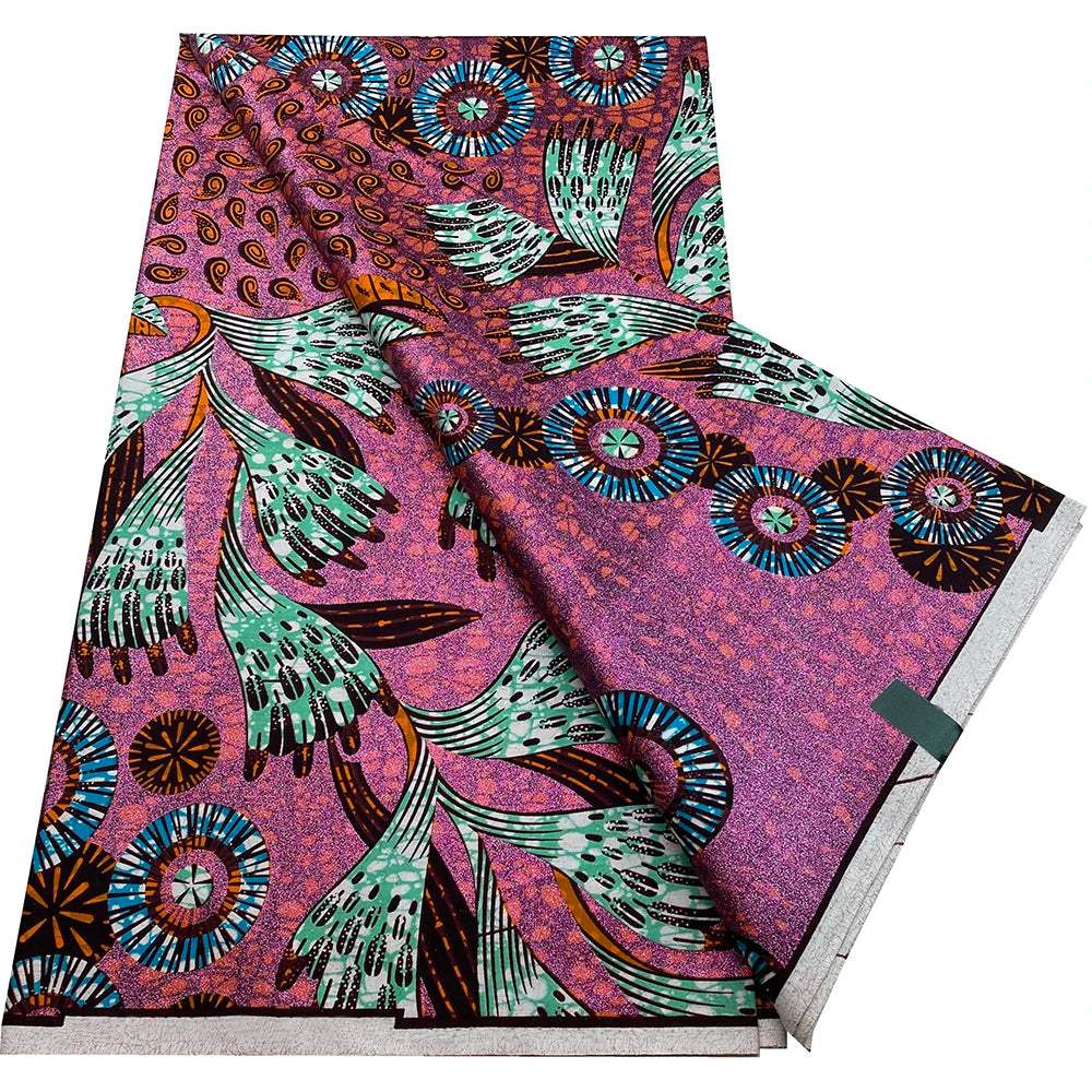African Wax Prints Fabric Golden Wax Fabric High Quality Ankara Fabric for Party Dress New Grand Super 100% Cotton Y15, 6Yards