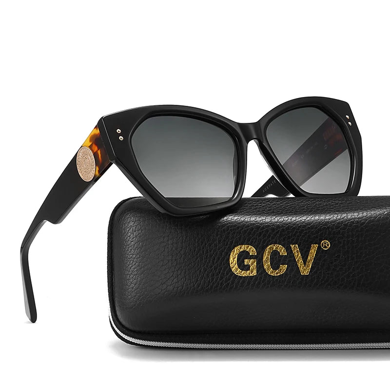 GCV Brand Acetate Appearance Patent Design Women's Butterfly Rectangular Triangle Polarized Sunglasses UV400 Fashion