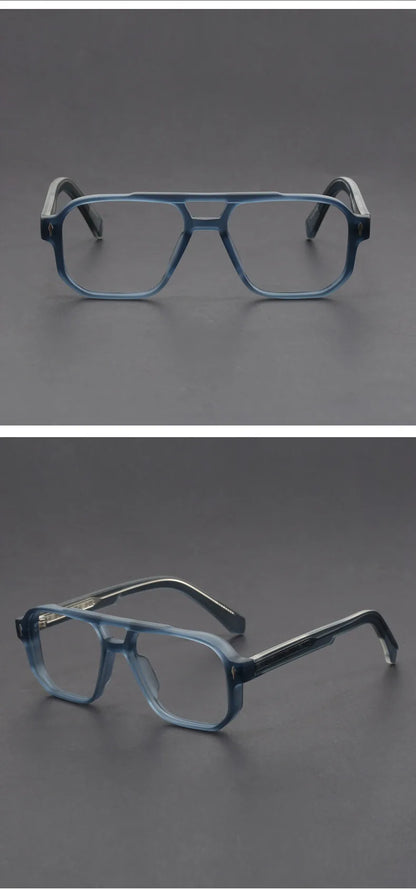 Double Bridges Anti Blue Light Reading Glasses Men Retro Women Square Glasses Frame Fashion Men Myopia Eyewear Fake Eyelasses -2
