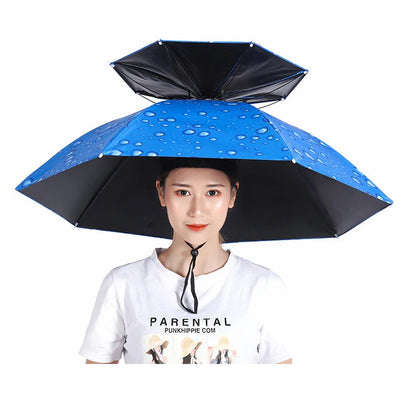 Windproof Umbrella Cap Wearing An Umbrella On The Head Sturdy Men's And Women's Foldable Large Sunshade And Rain Hat Umbrella
