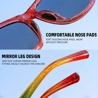 New style Unisex Polarized Square Fashion Sunglasses - Lightweight Purple Glitter Frame, TAC Lenses for Outdoor Sports & Fashion