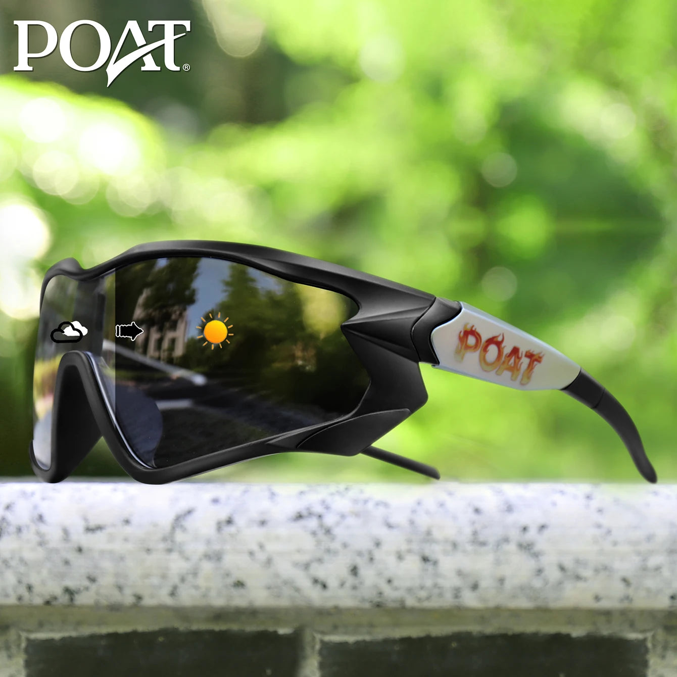POAT Brand Photochromic Eyewear for Men Women MTB Bike Bicycle Cycling Fishing Running Glasses New Style Sunglasses Sports