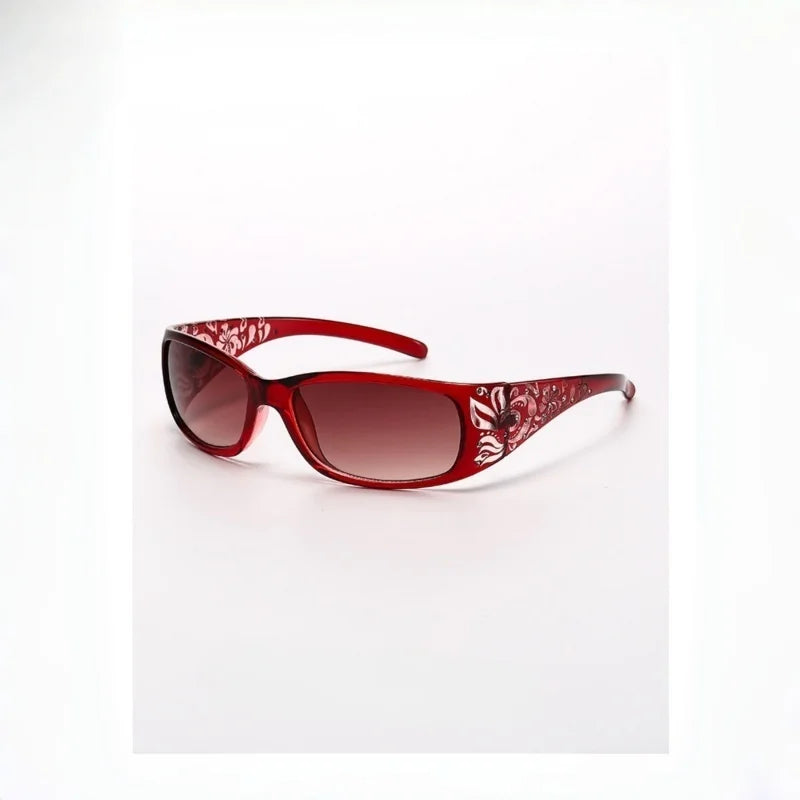 New Printed Diamond Studded Retro Cat Eye Women's Sunglasses Personalized And Trendy Outdoor Sun Protection Sunglasses