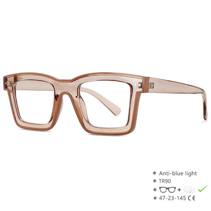 55599 New Fashion Men Brand Designer Glasses for Ladies Anti Blue Retro Square Punk Frame Clear Computer Purple Eyeglasses
