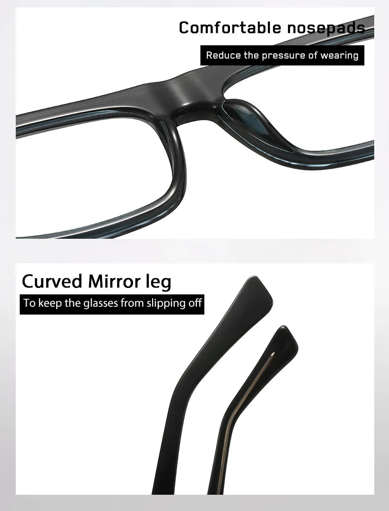 Fashion Men Prescription Myopia Glasses Luxury Brand Black Square Blue Light Blocking Eyewear Male Glasses For Vision 0 To -6.0